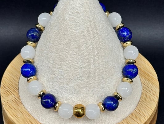 Bracelet Lapis lazuli et jade blanc