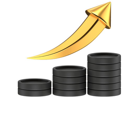 a gold arrow pointing upward to a graphing graphing