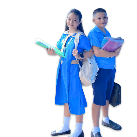 Two Shelomith Learning Center, Inc. students in their official uniform as model.