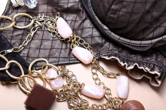 Golden Touch with Pink Stones Necklace
