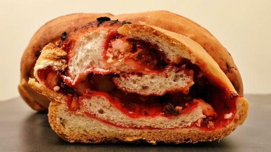 Beetroot and feta bread.
