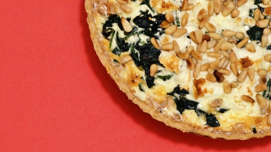 Toasted Pine Nut, Spinach, & Feta Quiche