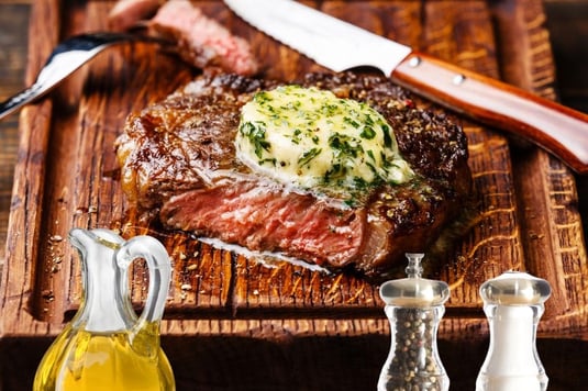 Steak with butter melting on top