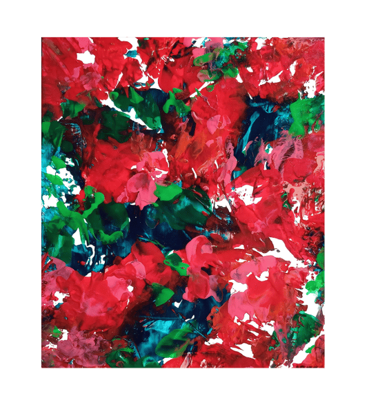 Happy Valentine encaustic wax painting iron artist art abstract plywood 2025 collection reds greens awareness awakening