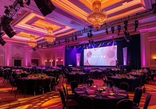 a large screen screen in a large room