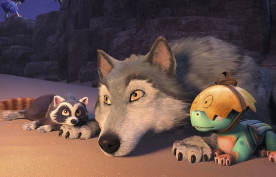 Filmfoto Bayala Wolf, Waschbär und Drachenbaby