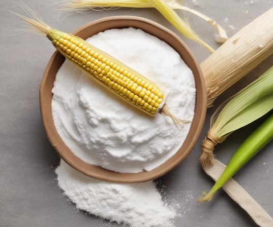 a bowl with fresh Corn & Corn Strach powder. new supplier from India, b2b, exporter of Corn Starch