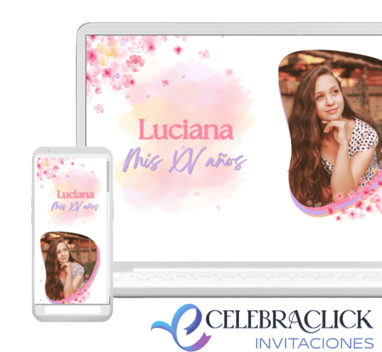 Invitación digital web para todo dispositivo 15 años - Celebraclick