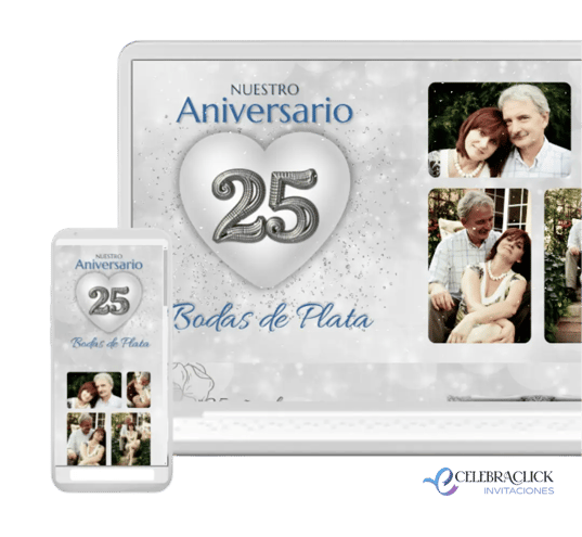 Invitación digital web para todo dispositivo Aniversario - Celebraclick