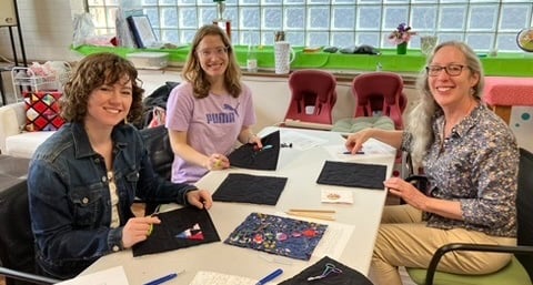 Reverse applique workshop participants