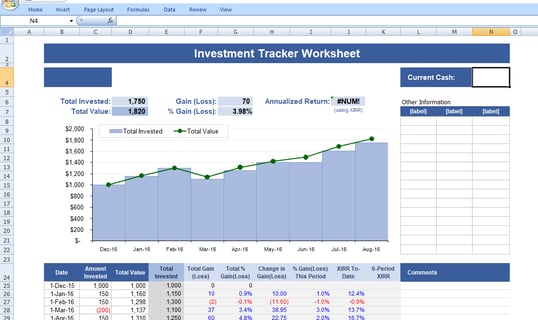 Investment Tracker Worksheet
