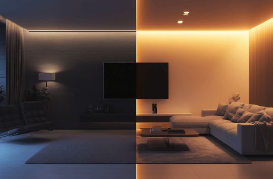 a living room with a couch and a television