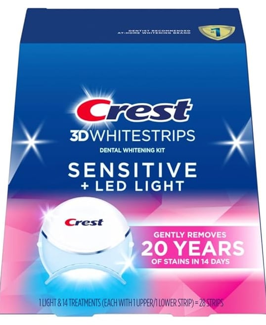 Crest 3DWhitestrips Sensitive teeth whitening kit with LED light