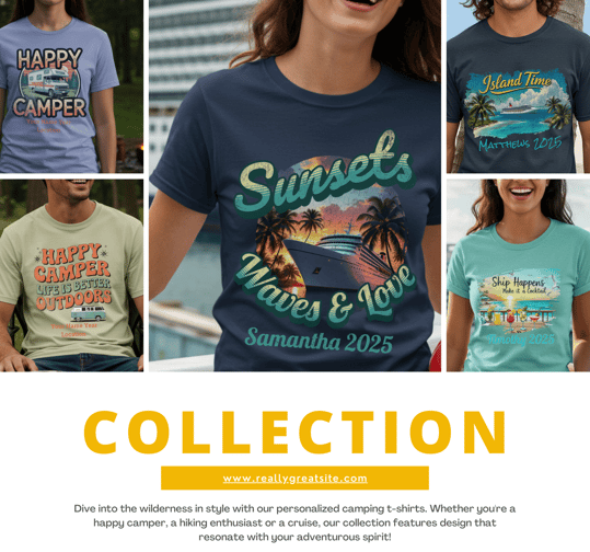 Travelers wearing some Family camping and cruise tshirts for family trips