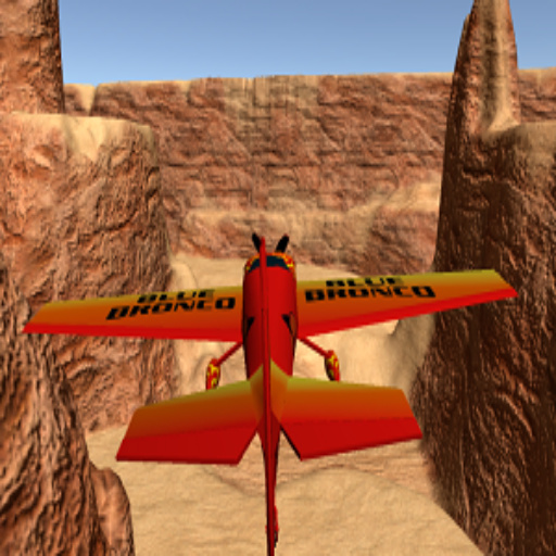 3D Air Racer - An airplane flying through rings in a 3D Air Racer game.