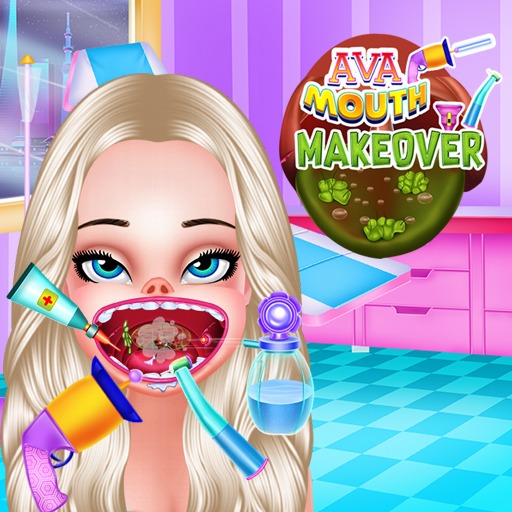 Ava Mouth Makeover - A character’s mouth being cleaned and treated in Ava Mouth Makeover.