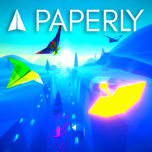 PAPERLY - A paper plane flying through colorful skies in PAPERLY.