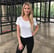 woman wearing black crew-neck shirt