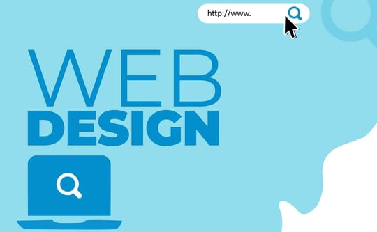 Web design banner with search icon