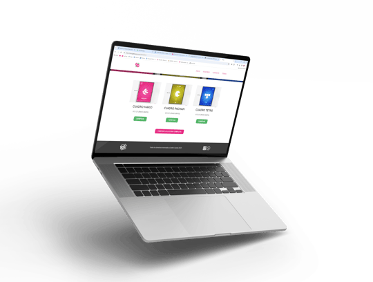 Mockup de laptop con la pagina de geeks cave