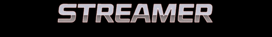a black and white logo with the word streamer