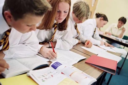 Children doing classroom translation