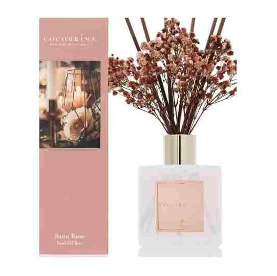 Cocorrína Premium Reed Diffuser Set with Preserved Baby's Breath & Cotton Stick Sandalwood Rose