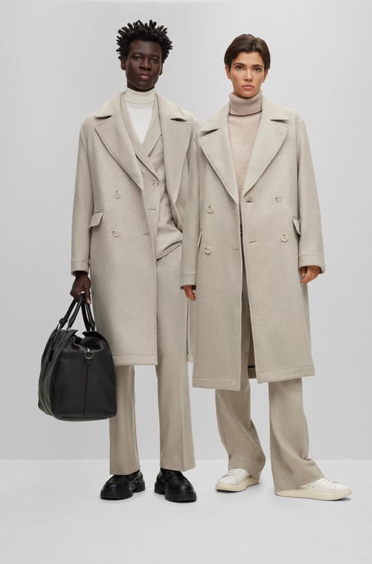 Hugo Boss's ALL-GENDER RELAXED-FIT COAT IN WOOL