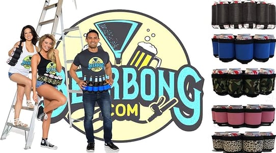 Funny beer holster belt for hands-free drinking at parties, BBQs, or festivals