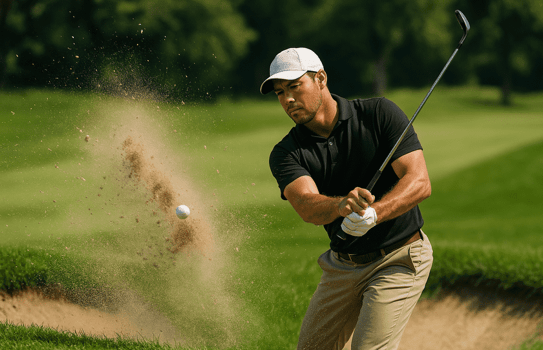 a man playing golf in a golf course