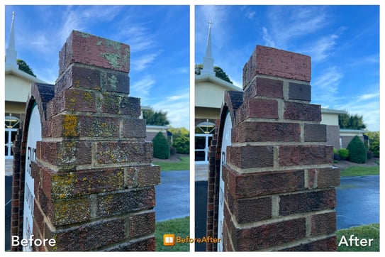 before and after photo of pressure washing in Centerville, Ohio