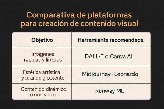Tabla comparativa de plataformas para creación de contenido visual