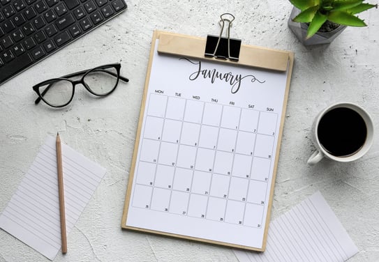 Content creation set up with a calendar for scheduling 
