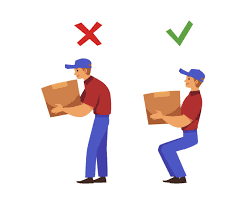 a man carrying a box of boxes with a check mark