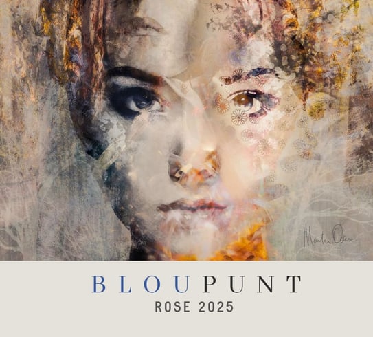 Reminence No.1 by Martin Osner featured on the Blou Punt Rosé 2025 label – a layered, emotional portrait blending texture