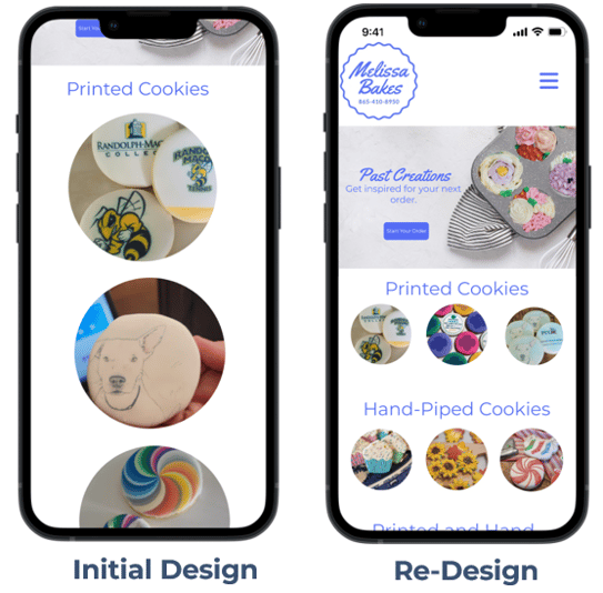 past creations mobile redesign required far less scrolling