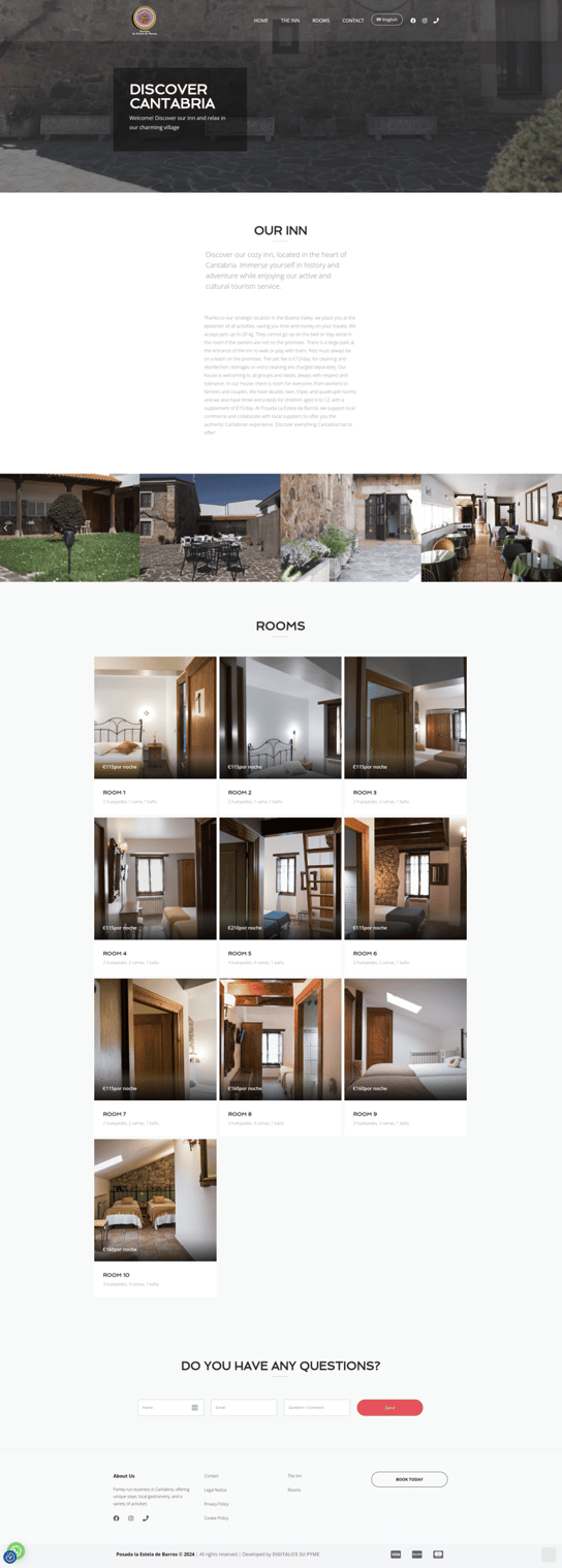 main page of the WordPress hotel commerce