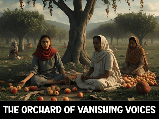 a group of people sitting on a blanket in a field