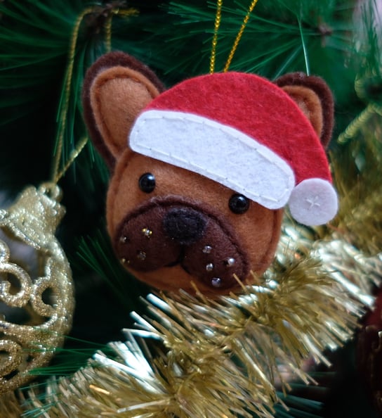 Navidad Bulldog Frances adorno