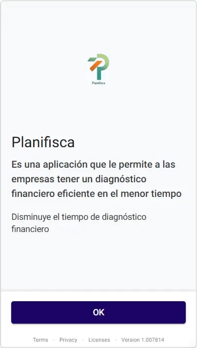 Vista de la plataforma Planifisca en versión móvil