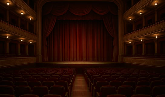 escenario de teatro con cortinas y butacas