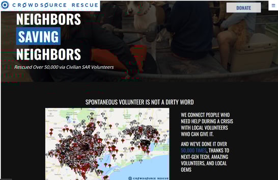Screenshot from CrowdSource Rescue from Jan 2024. For visual ref on WeatherSources real time weather resource page.