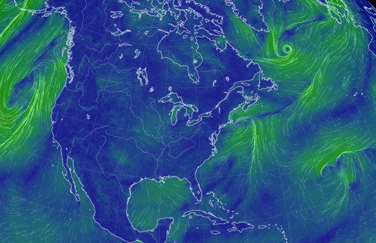 Screen shot from Dec2023 Earth Null School showing computer program represented wind direction and speed visual tool. 