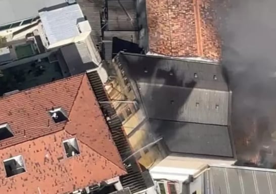 a firefighter is seen from the air