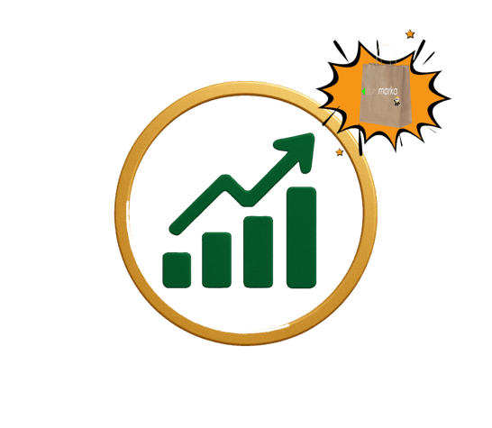 Premium sosyal medya paketi için altın çerçeveli, promosyon destekli yükselen grafik görseli – Param