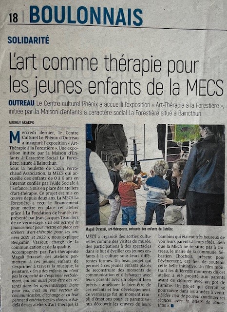 Article de La Semaine dans le Boulonnais parlant des séances d'art-thérapie de Magali Strassel