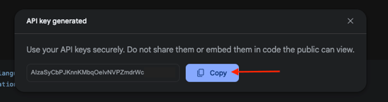 Google AI Studio Copy API KEY