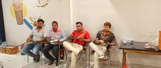 At dinner with plumbing expert and plumbers team