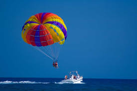 Parasailing over Red Sea with views of Giftun Islands, Hurghada.