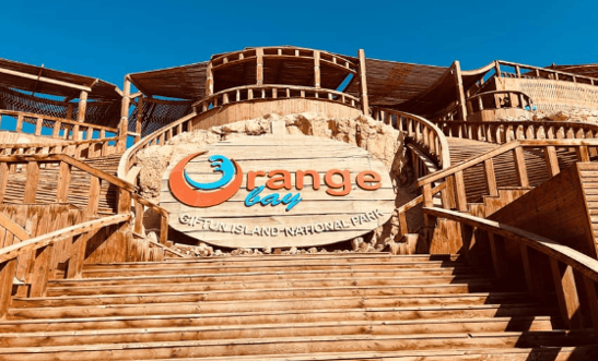 Turquoise waters and white sand at Orange Bay, Giftun Islands, Egypt.